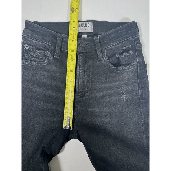 AGOLDE High Rise Black Jeans Crop Distressed Raw Hem Sophie Sz 25 Skinny Grunge - Picture 8 of 13
